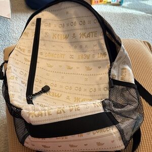 White and Gold Graphic Backpack